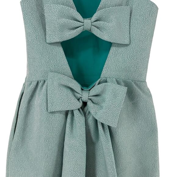 Erin Fetherston Dress Blue Bow Back Mini Sleeveless Retro Cocktail Anthro Size 2 - Picture 3 of 9